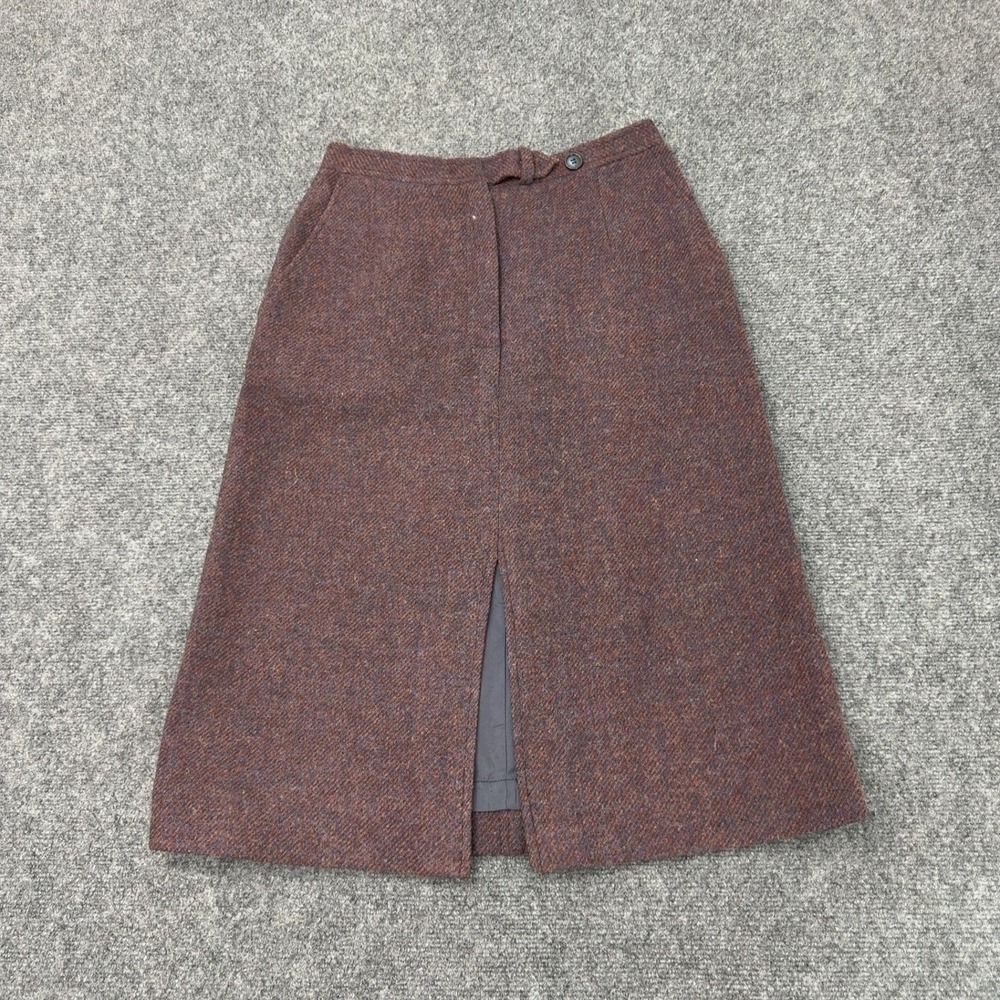 Vintage Evan Picone Skirt Womens 12 Brown Wool Tweed A Line Academic Classic